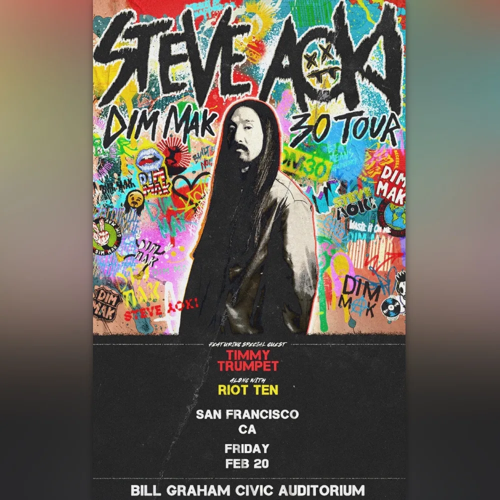 Steve Aoki, Timmy Trumpet, Riot Ten, HIGHSOCIETY — event flyer