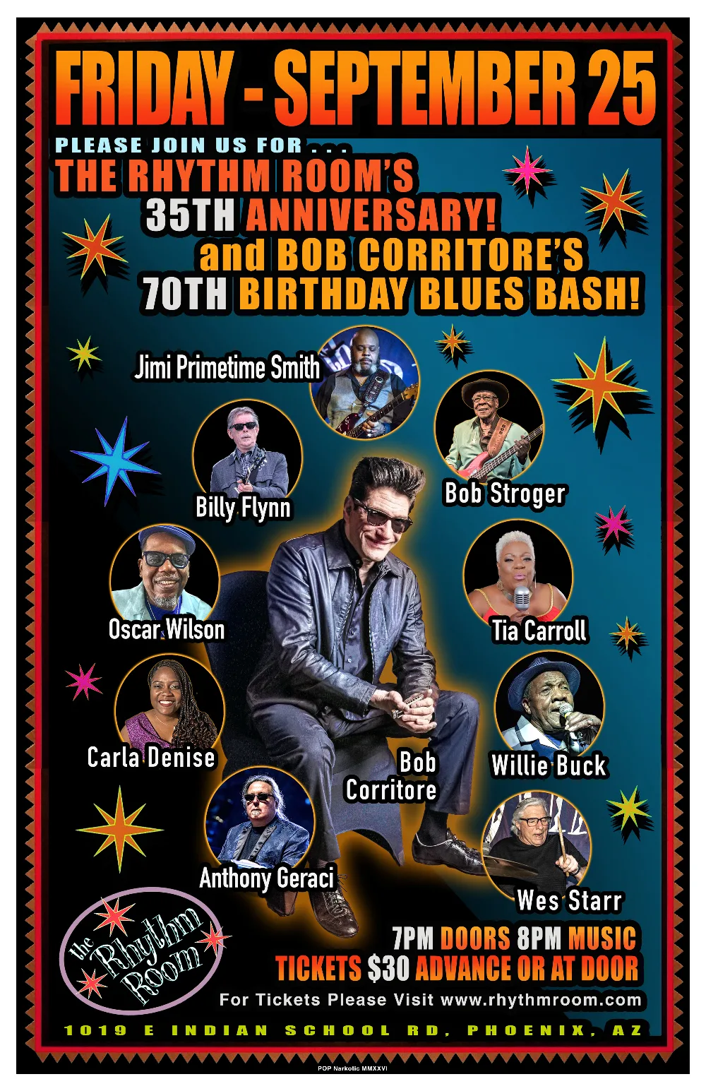 The Rhythm Room's 35th Anniversary — event flyer