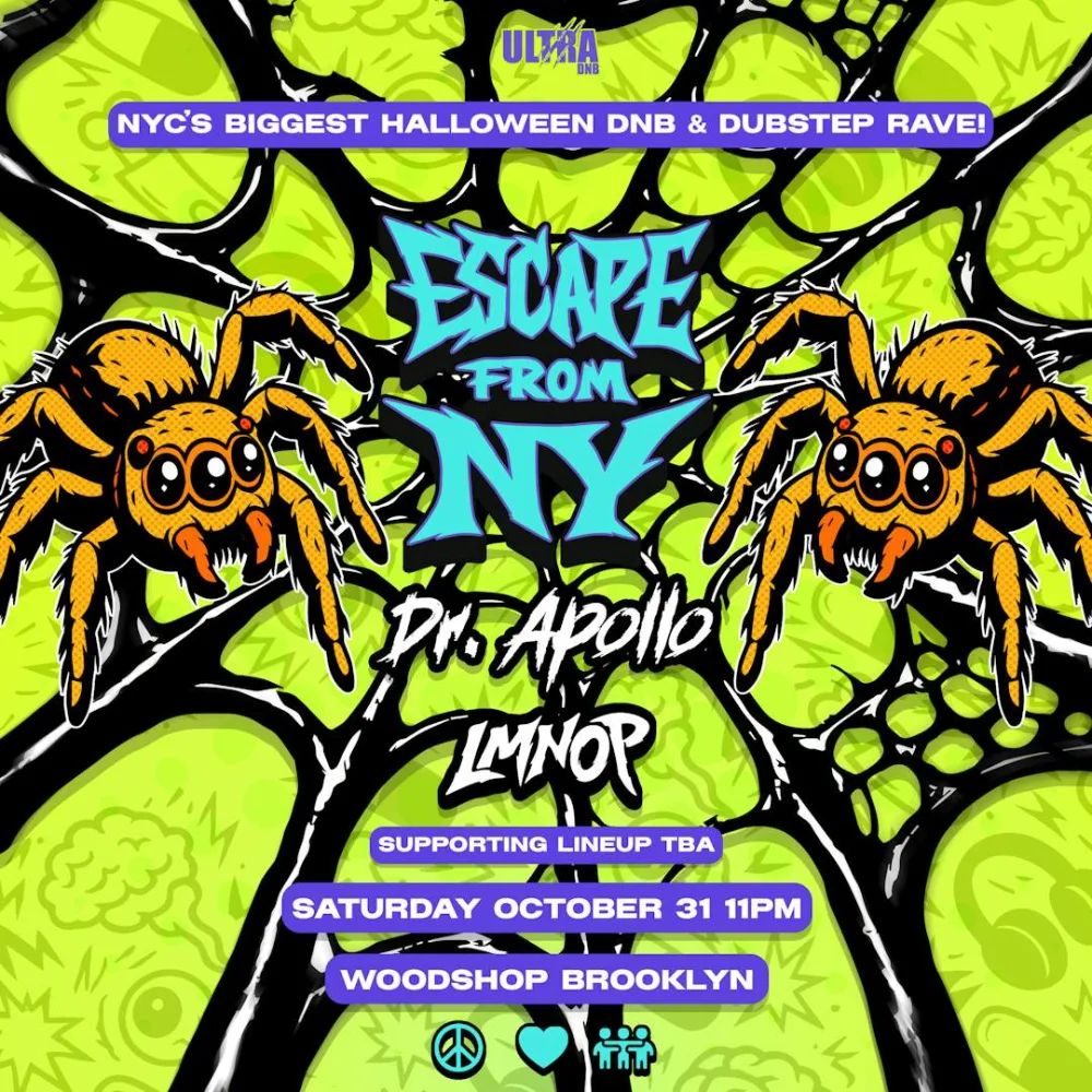 ESCAPE FROM NY - NYC'S BIGGEST DRUM AND BASS & DUBSTEP HALLOWEEN CELEBRATION — event flyer