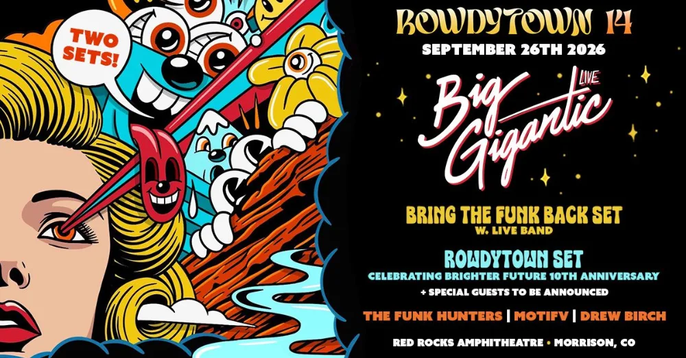 Big Gigantic, The Funk Hunters, motifv, Drew Birch — event flyer