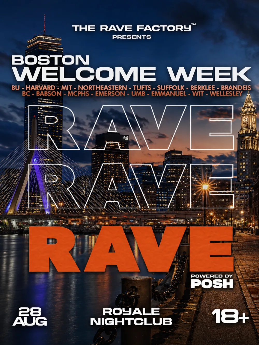 Boston Welcome Week Rave — event flyer