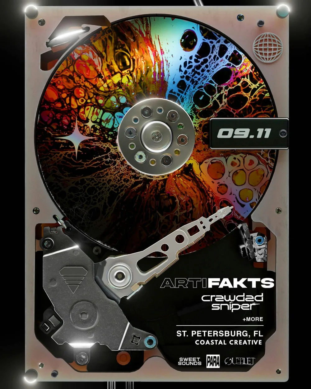 Artifakts, Crawdad Sniper — event flyer