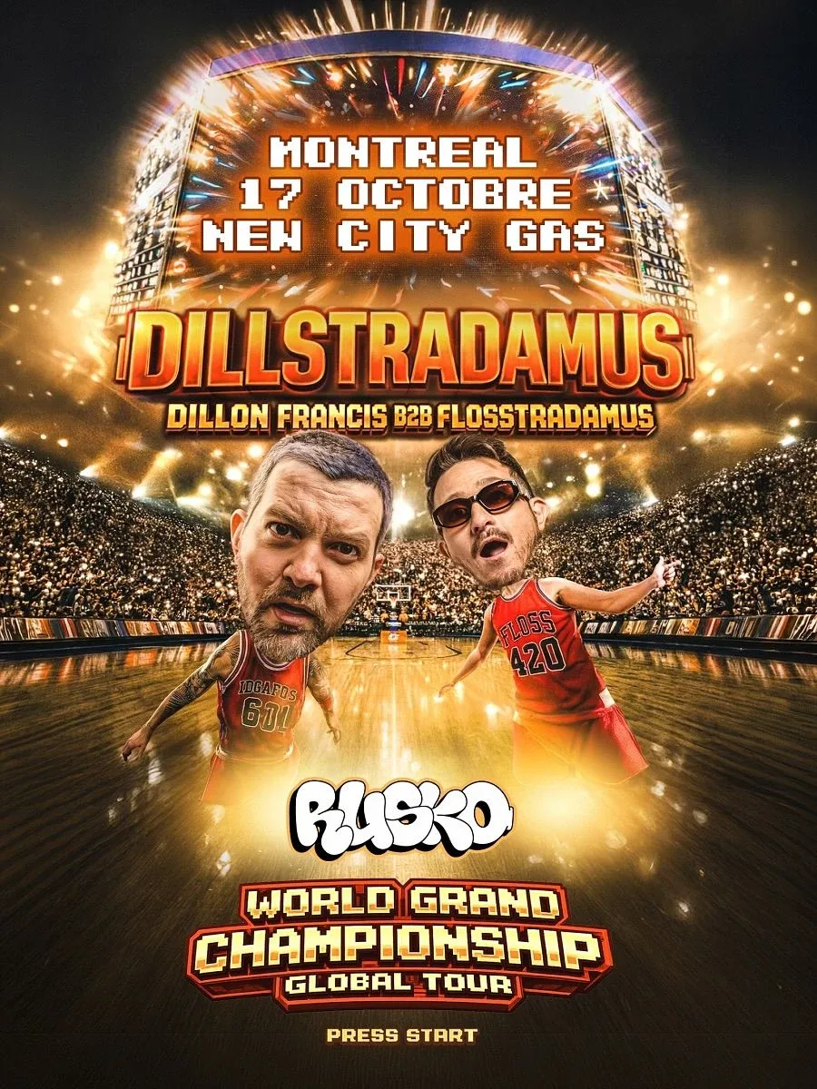Dillon Francis, Flosstradamus, Rusko — event flyer