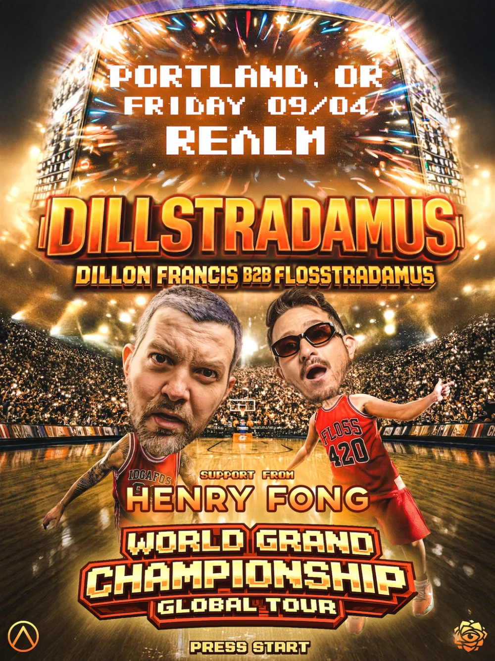 Event flyer for Dillon Francis b2b Flosstradamus, Henry Fong