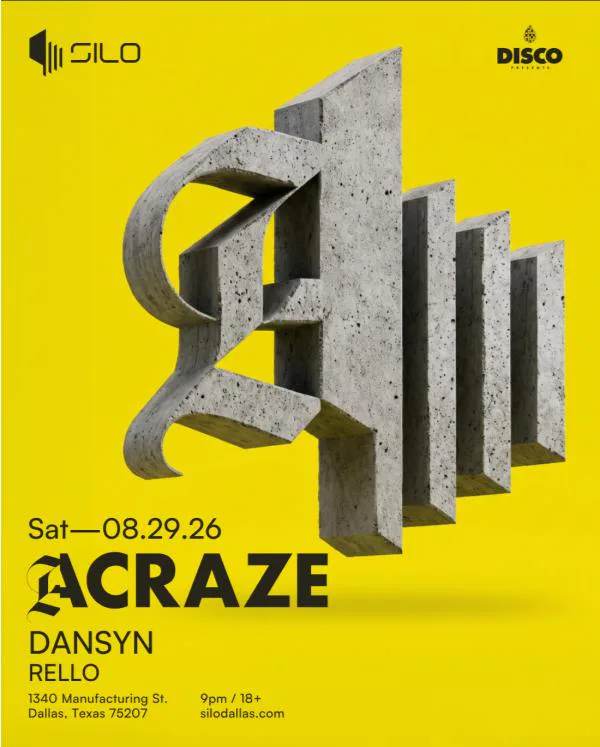 ACRAZE, DANSYN, Rello — event flyer