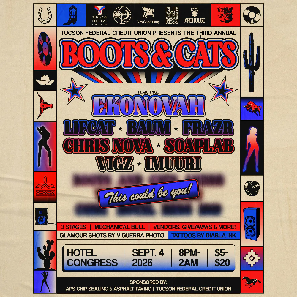 Boots & Cats — event flyer