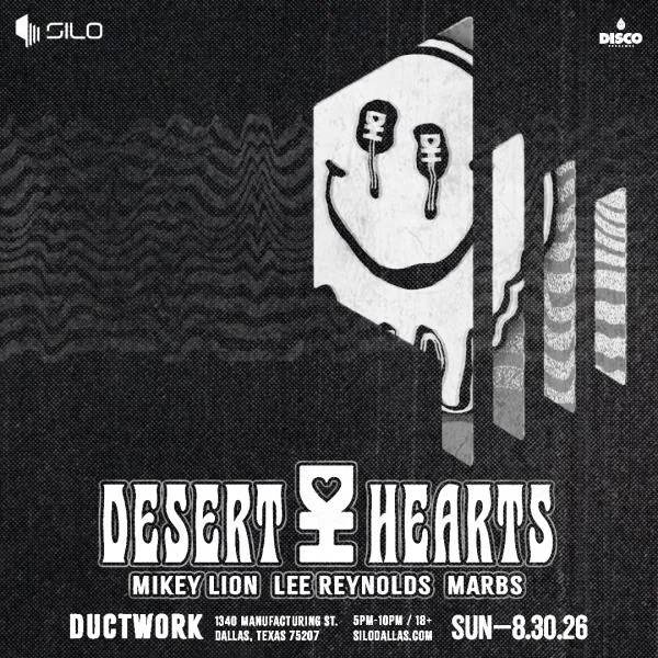 Desert Hearts, Mikey Lion, Lee Reynolds, Marbs — event flyer