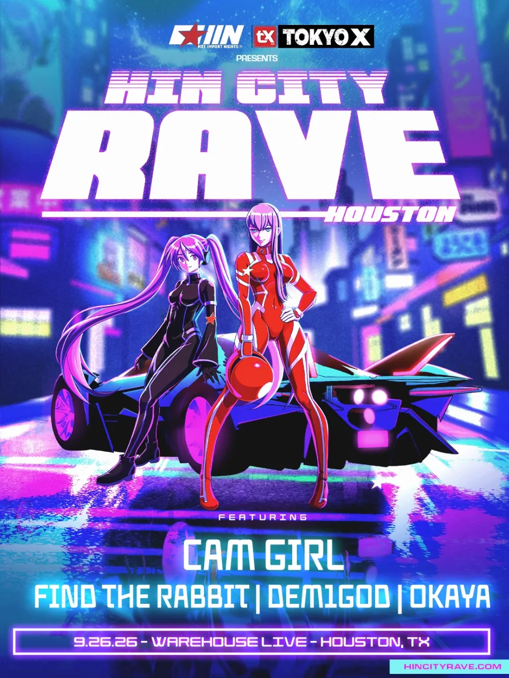CAM GIRL, Find the Rabbit, Dem1god, Okaya — event flyer