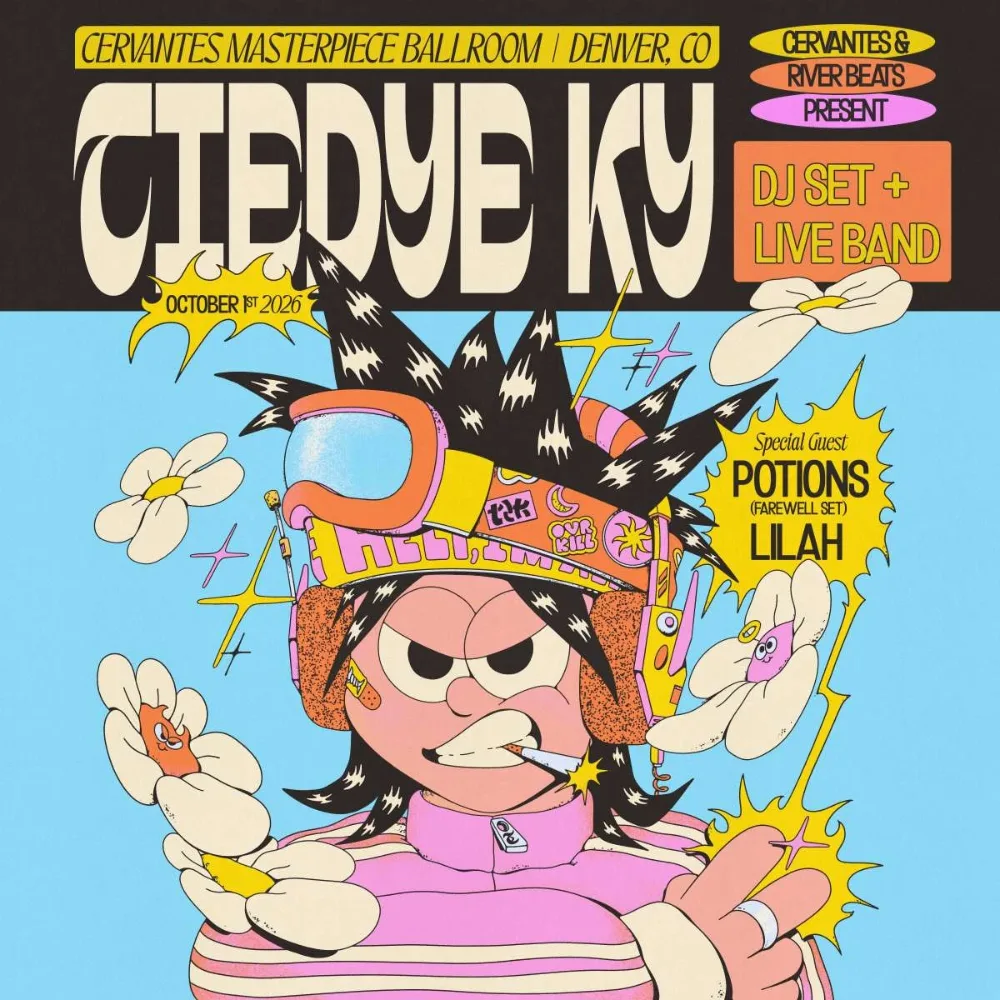 tiedye ky, potions, Lilah — event flyer