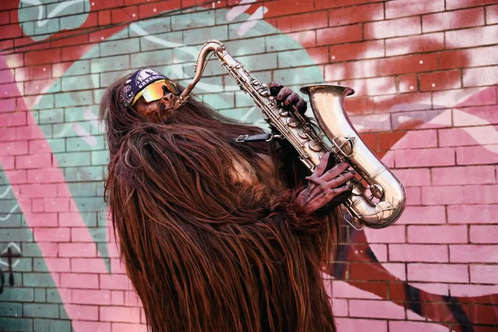 Saxsquatch, Kirby Bright — event flyer
