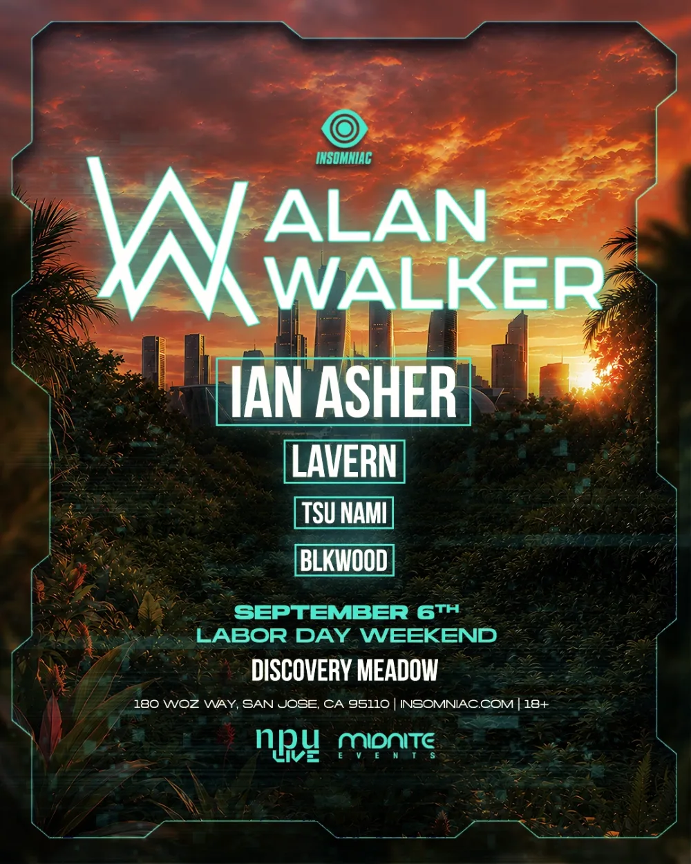 Alan Walker, Ian Asher, Lavern — event flyer