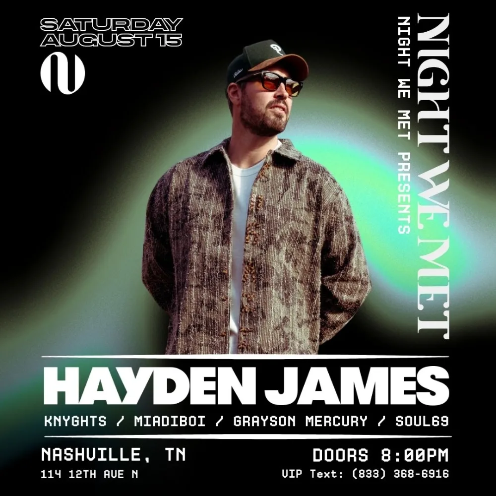 Hayden James, Knyghts, Miadiboi, Grayson Mercury, Soul69 — event flyer