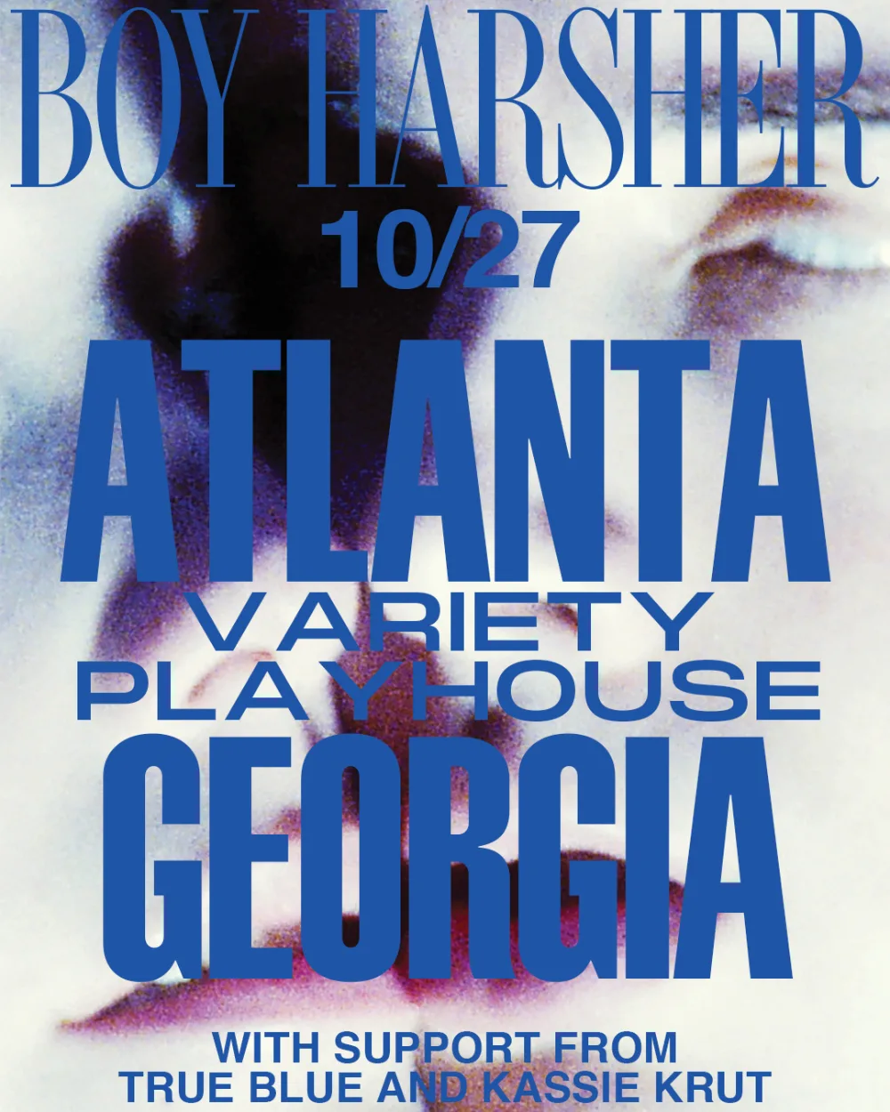 Boy Harsher, True Blue, Kassie Krut — event flyer