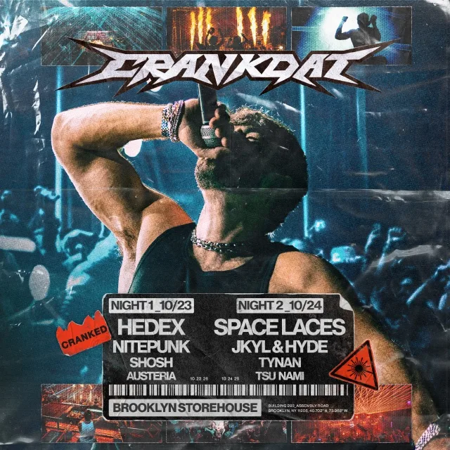 Crankdat, Hedex, Nitepunk, SHOSH, Austeria — event flyer