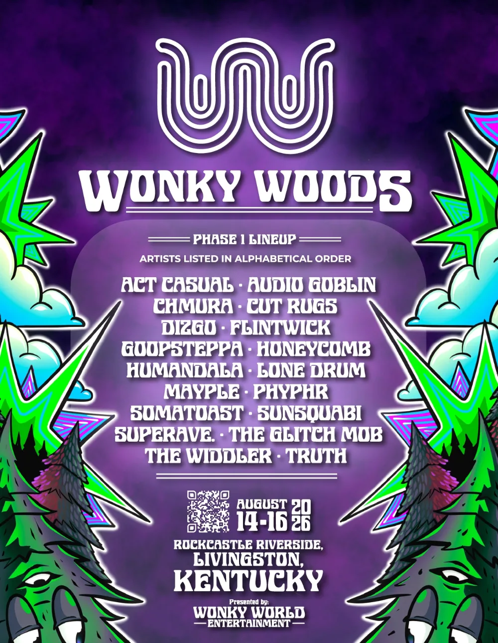 Wonky Woods — event flyer