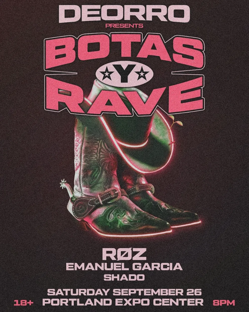 Event flyer for Botas y Rave