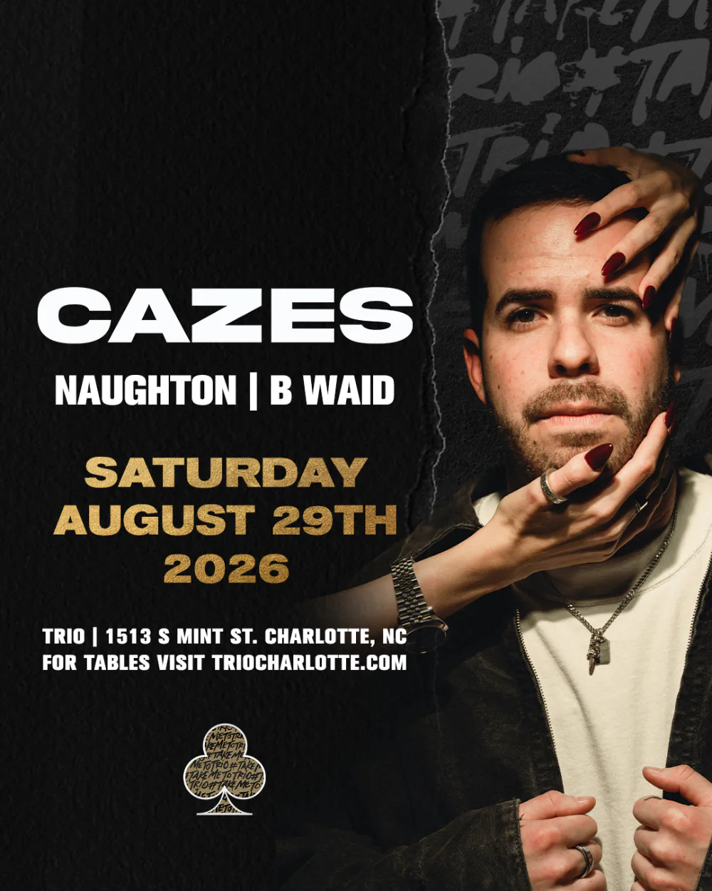 Cazes, Onelove, B Waid — event flyer