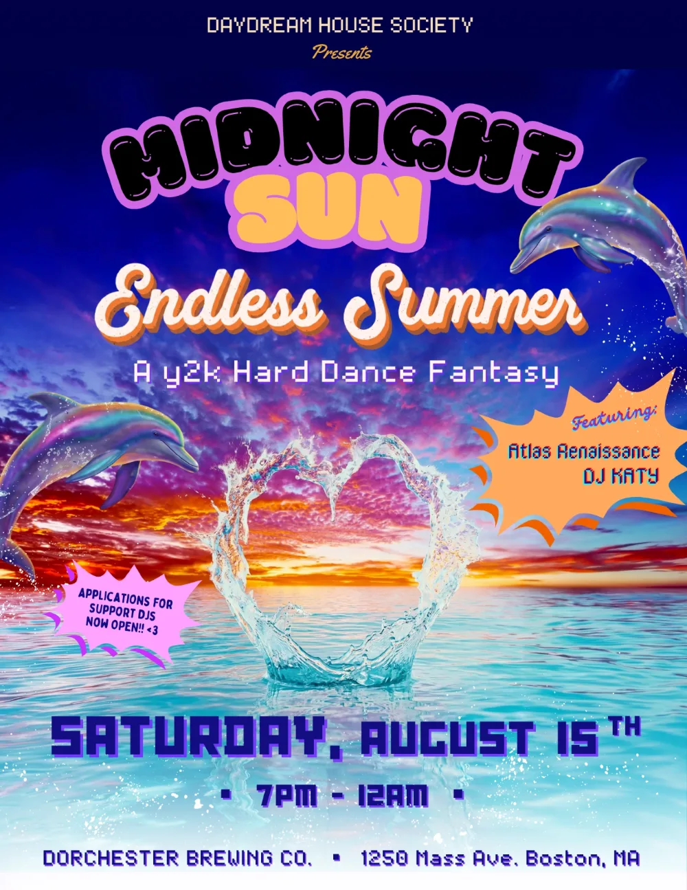 MIDNIGHT SUN - ENDLESS SUMMER - A y2k Hard Dance Fantasy (21+) — event flyer