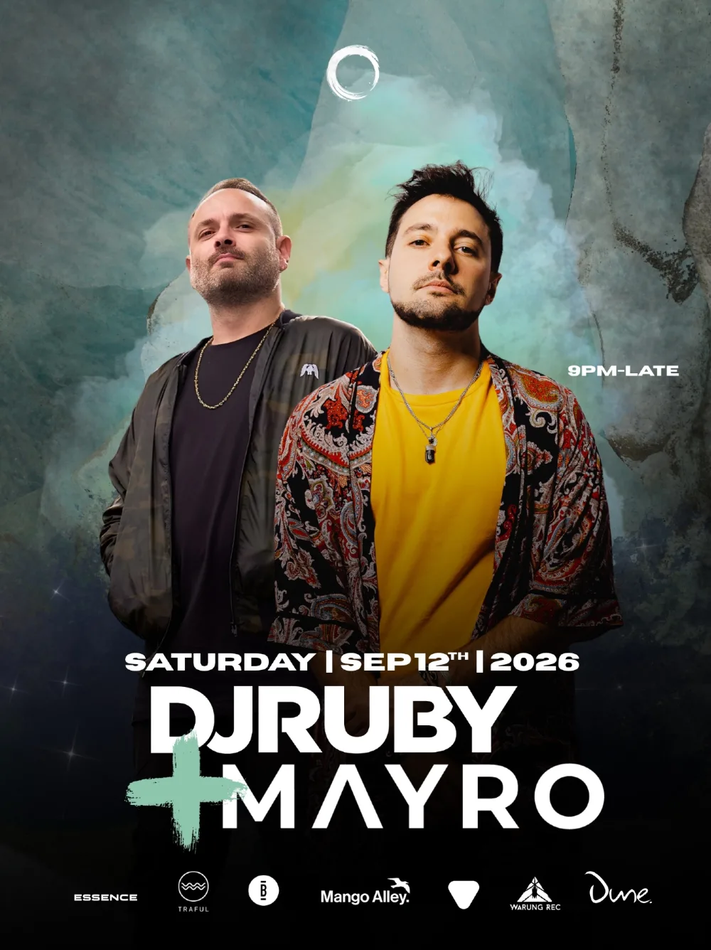DJ Ruby, Mayro, Elan Myles, Arj (IR) — event flyer