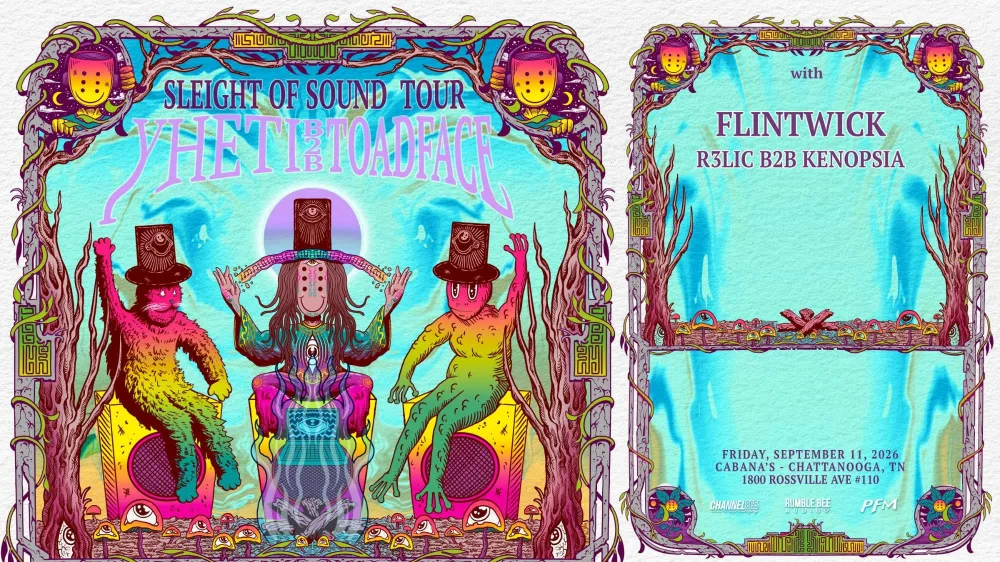Yheti, Toadface, Flintwick, R3lic, Kenopsia — event flyer