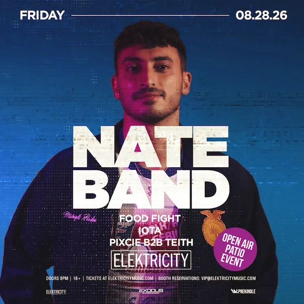 nate band, FOOD FIGHT, IOTA, Pixcie, Teith — event flyer