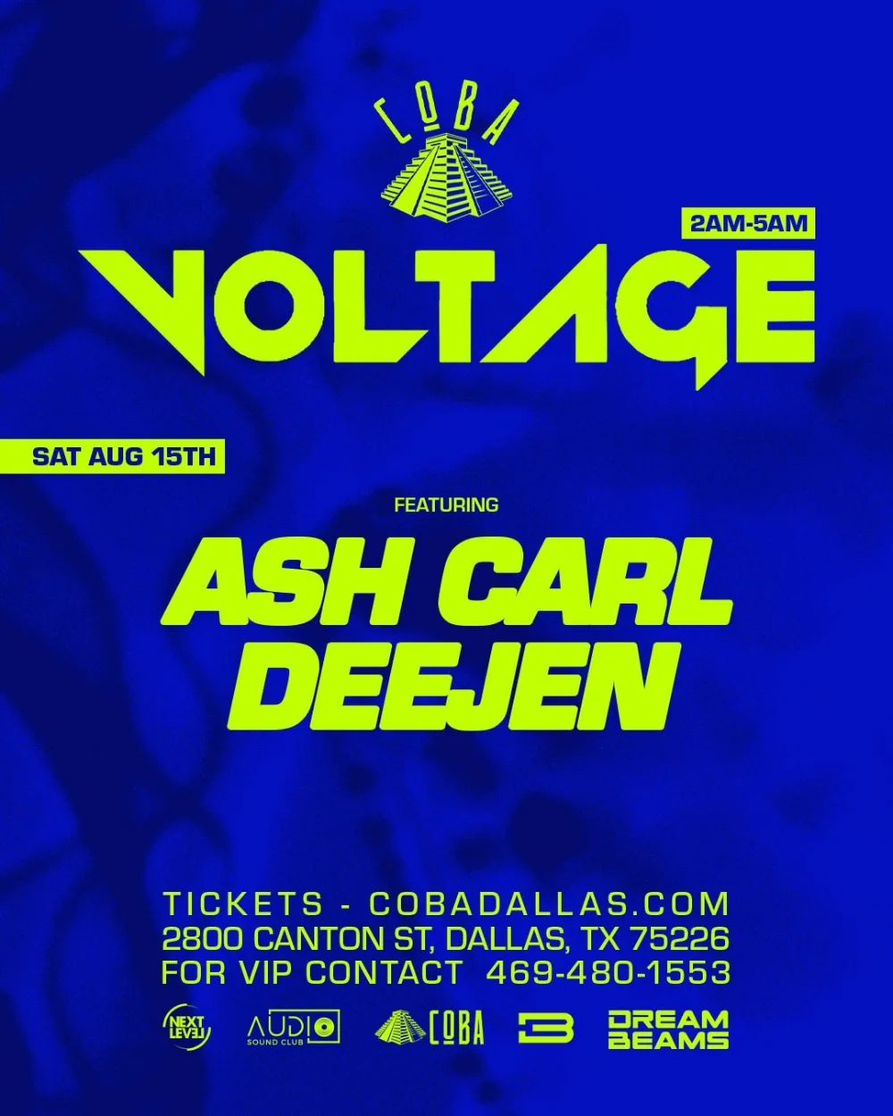 VOLTAGE at Coba After Hours — event flyer