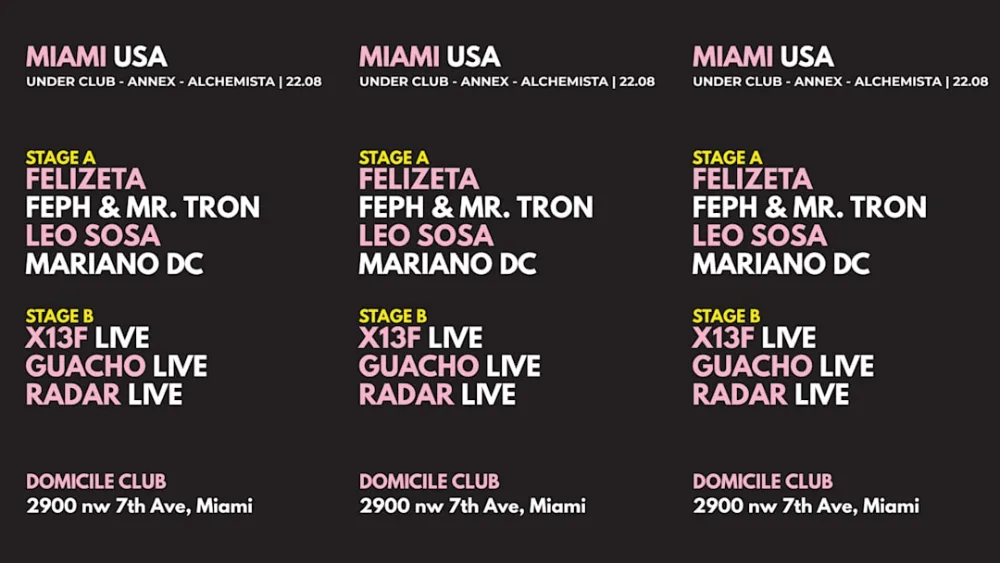 Felizeta, feph, Mr. Tron, Leo Sosa, Mariano DC, X13F, Untitled Rhythms — event flyer