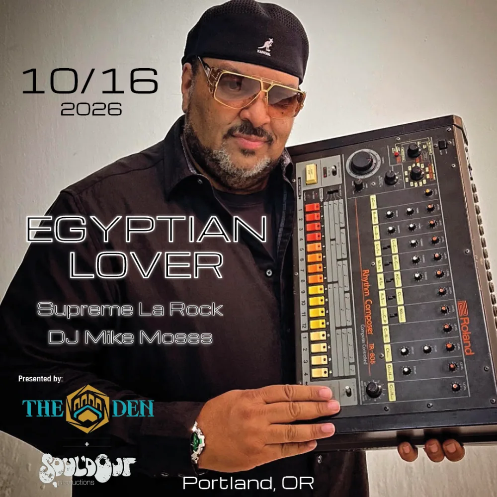 The Egyptian Lover, Supreme La Rock, DJ Mike Moses — event flyer