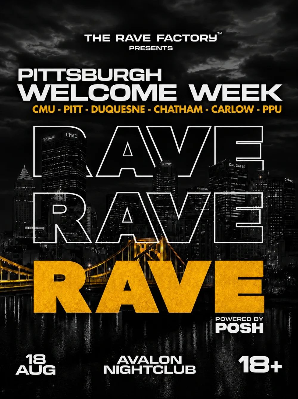 Pittsburgh Welcome Week Rave — event flyer