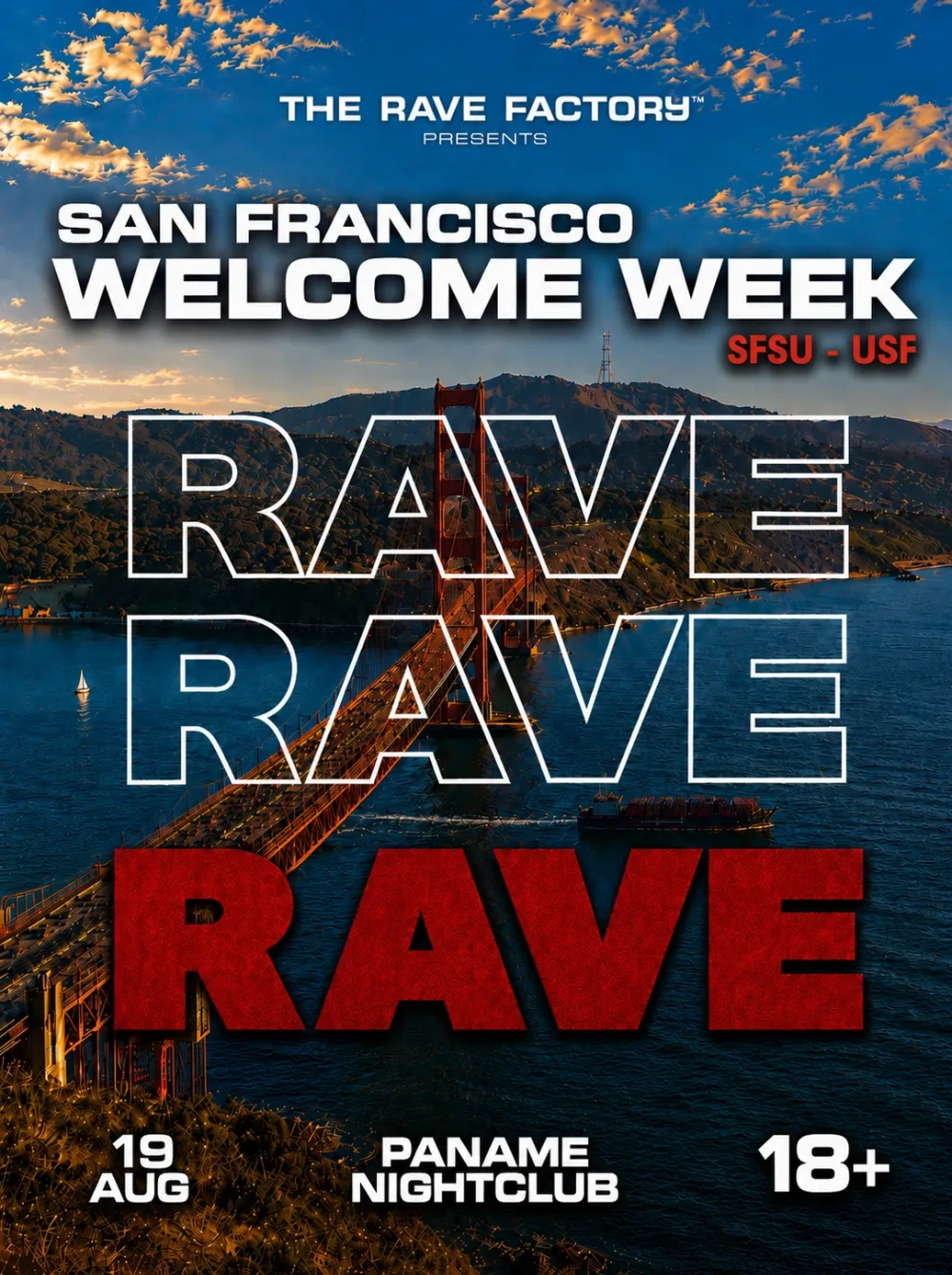 OFFICIAL SAN FRANCISCO WELCOME WEEK RAVE — event flyer