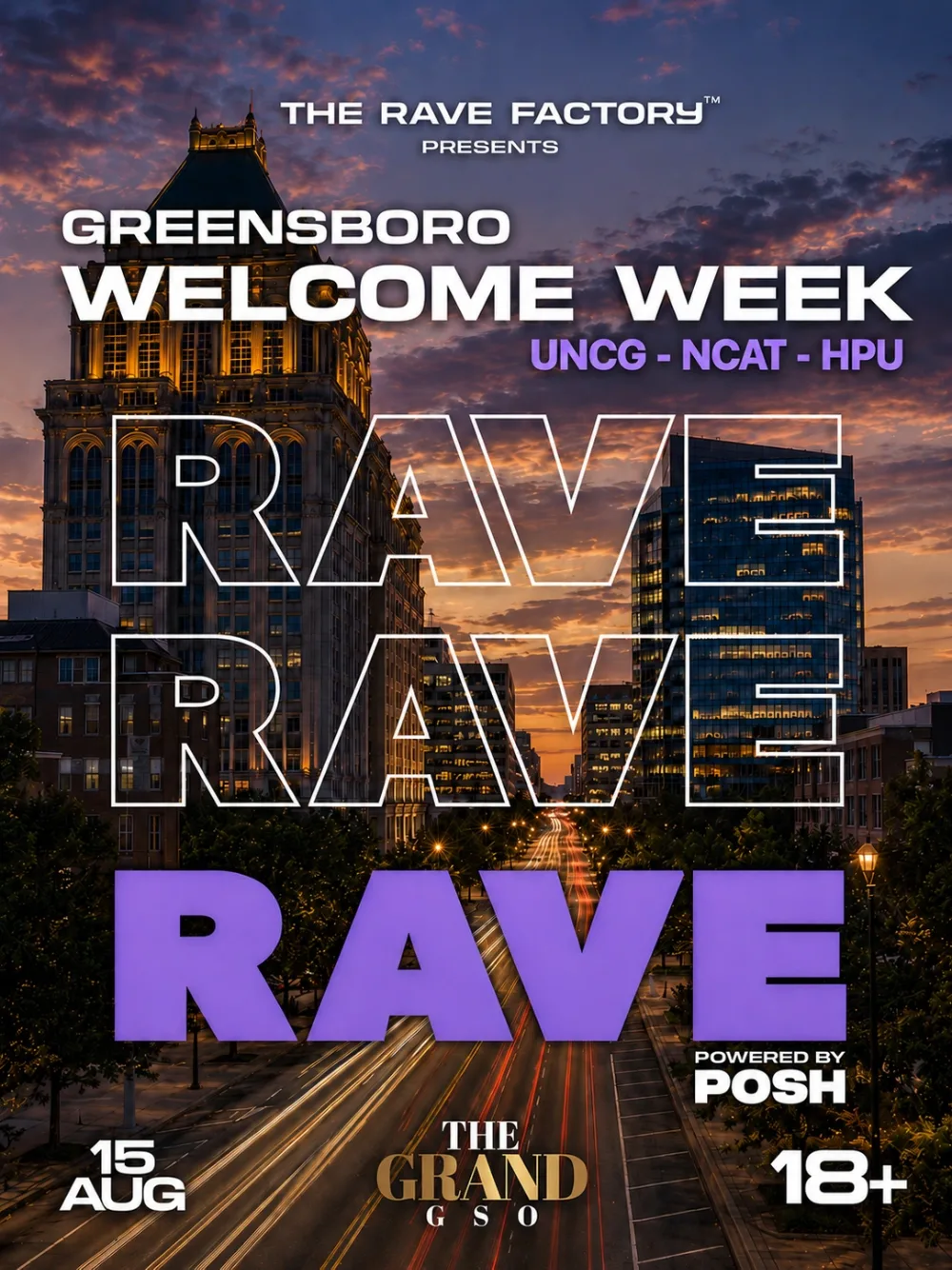 Greensboro Welcome Week Rave — event flyer