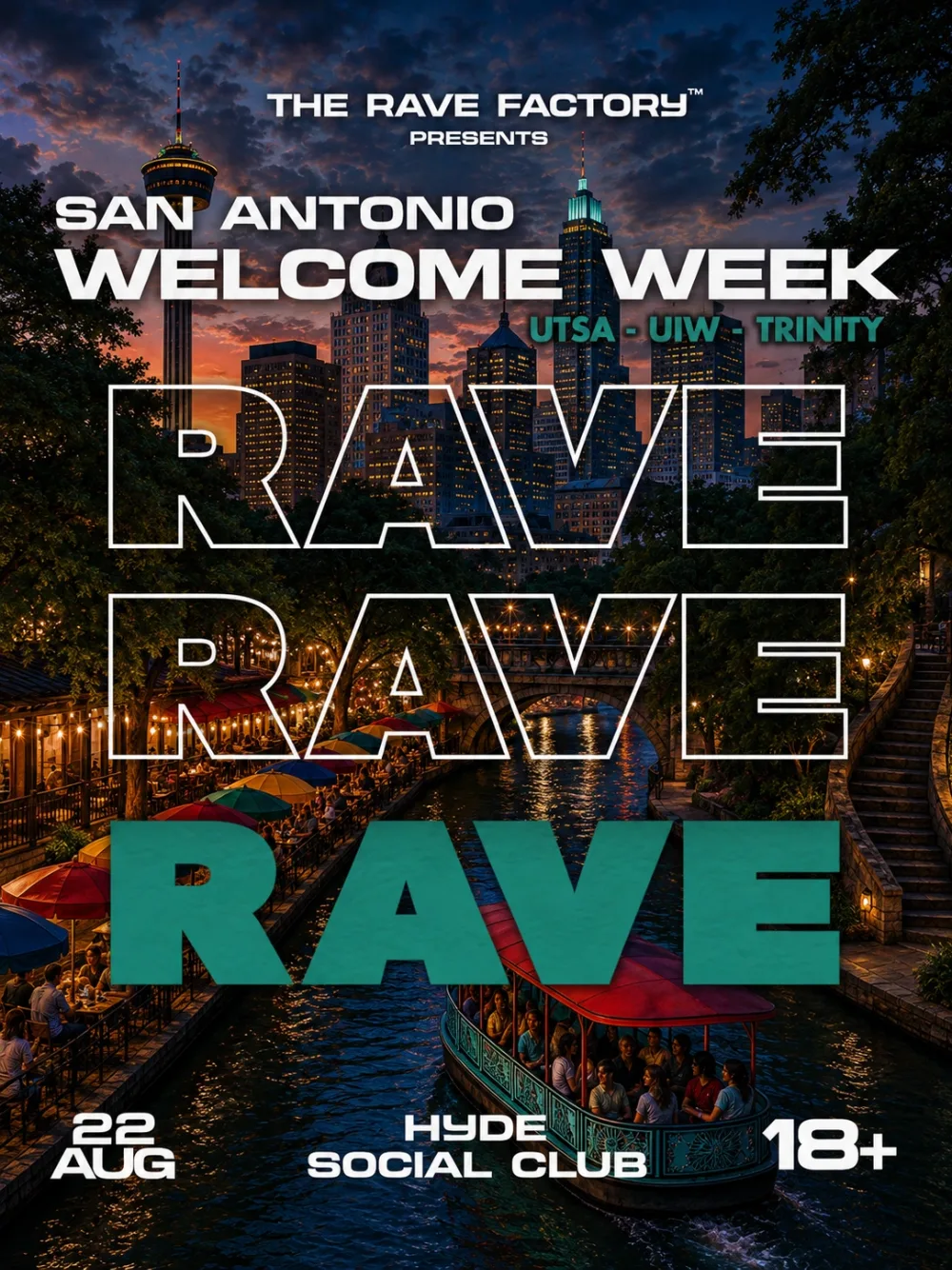 San Antonio Welcome Week Rave — event flyer
