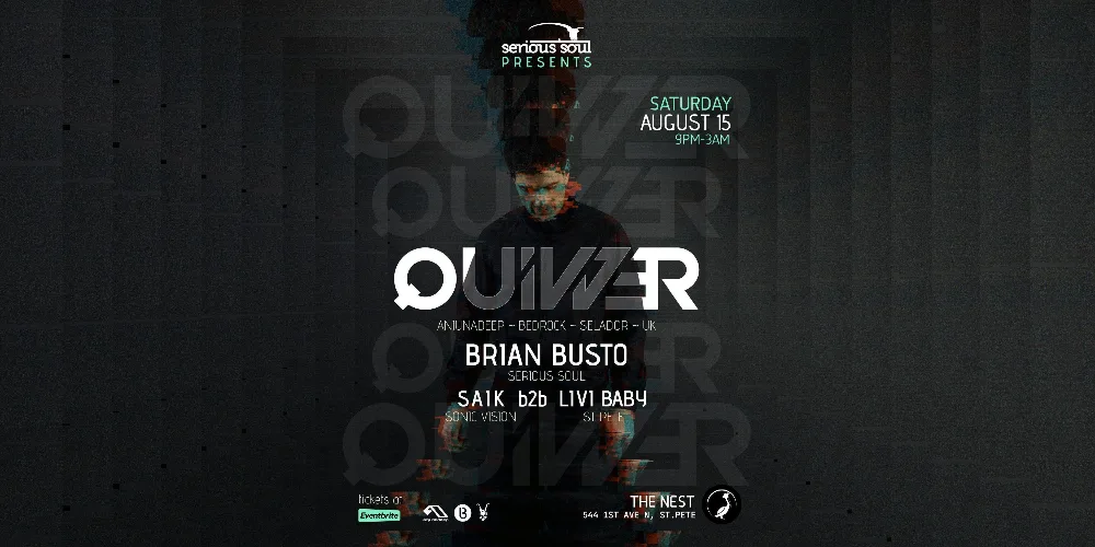 Quivver, Brian Busto, Saik, Livi Baby — event flyer