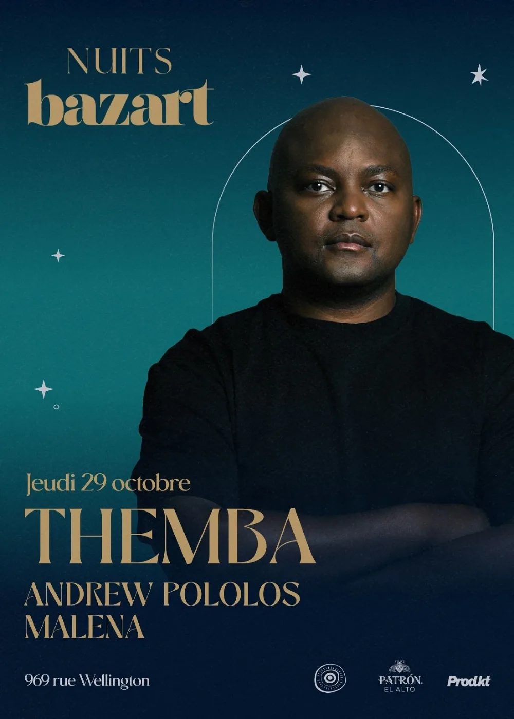 Themba, Andrew Pololos, Malena — event flyer
