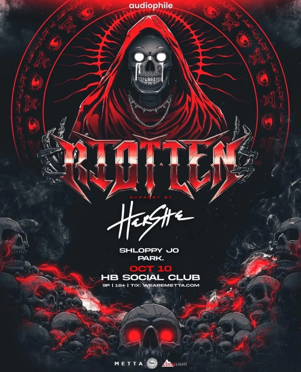 Riot Ten, HerShe — event flyer