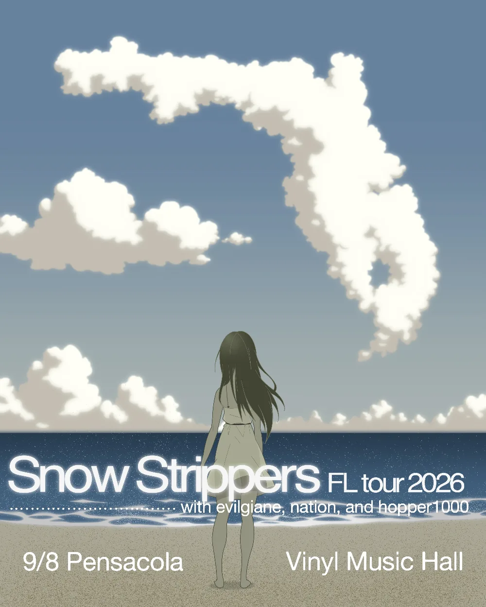 Snow Strippers, Hopper1000 — event flyer