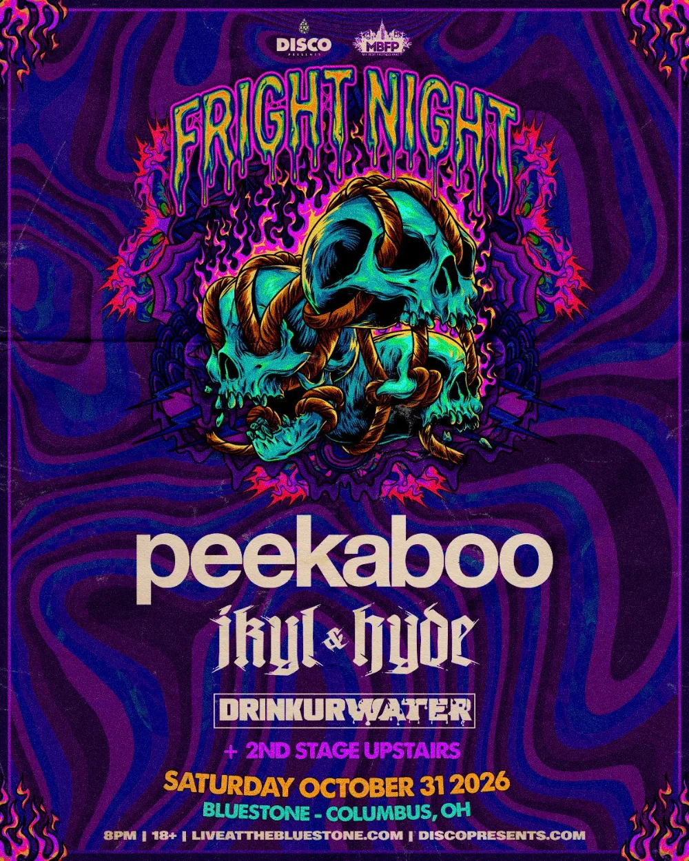 PEEKABOO, Jkyl & Hyde, DRINKURWATER — event flyer