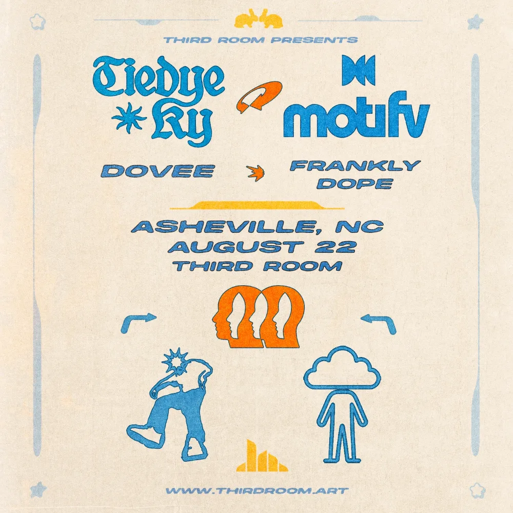 tiedye ky, motifv, DoVeE, Frankly Dope — event flyer