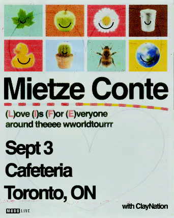 Mietze Conte, ClayNation — event flyer