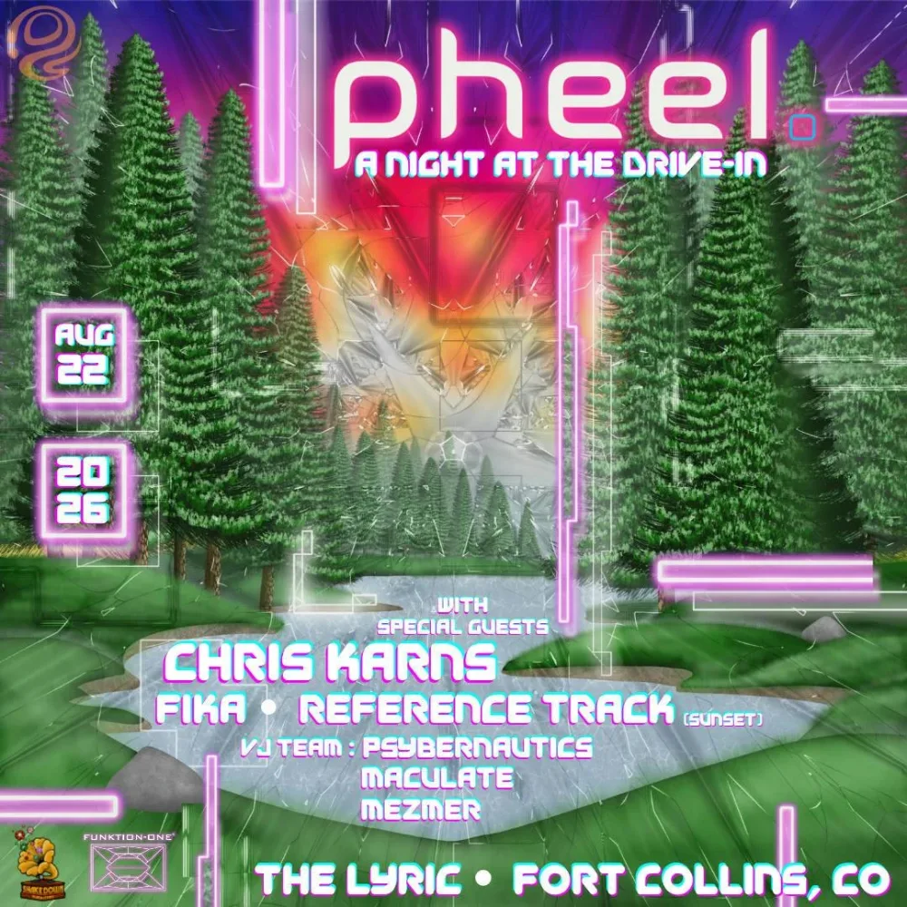 pheel., Chris Karns, fika, Reference Track — event flyer
