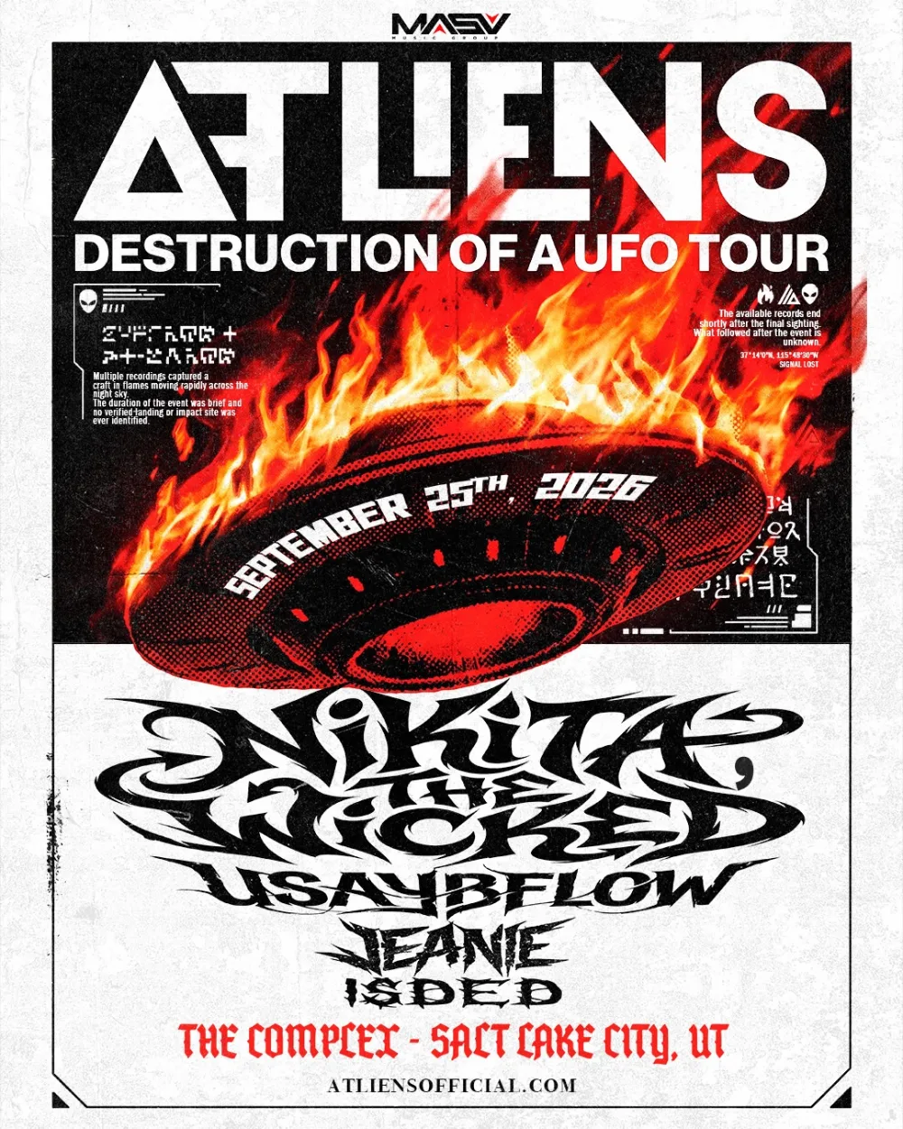 ATLiens, Nikita the Wicked, Usaybflow, JEANIE, Isded — event flyer