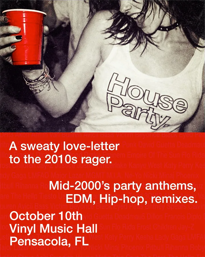 House Party - A sweaty love-letter to the 2010s rager — event flyer