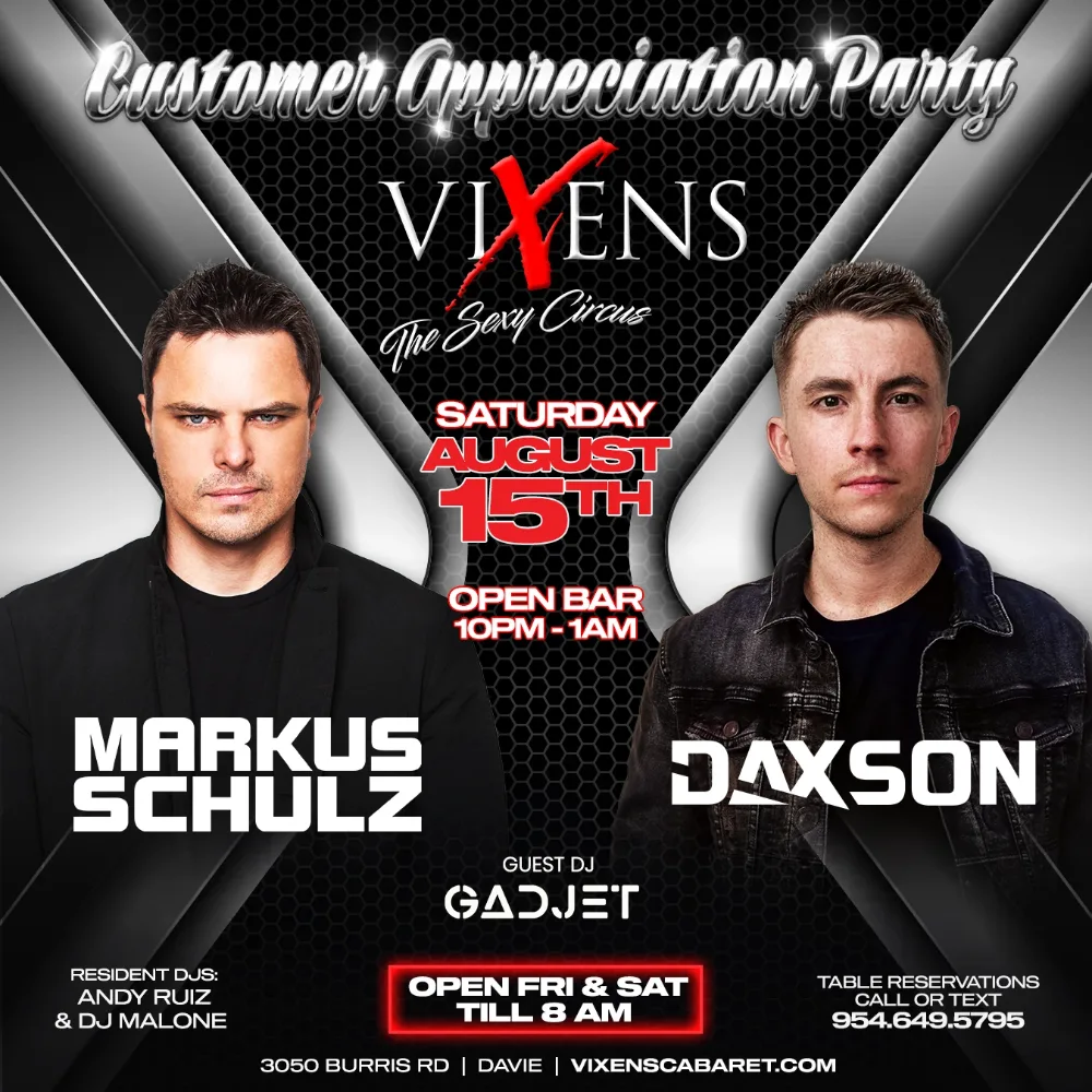 Markus Schulz, Daxson — event flyer