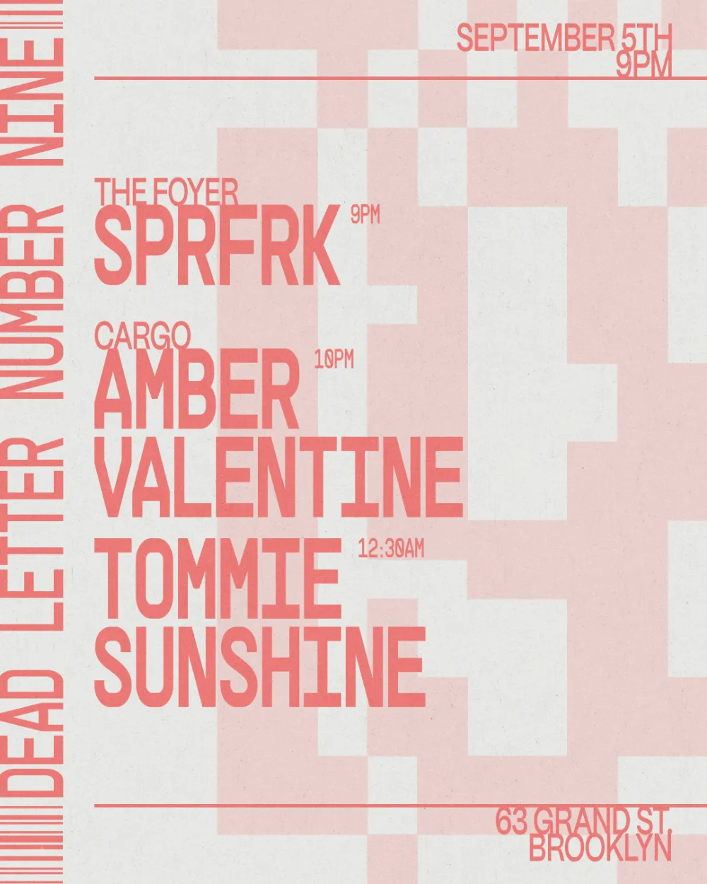 Tommie Sunshine, Amber Valenine, SPRFRK — event flyer