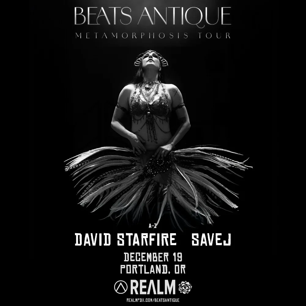 Beats Antique, Savej, David Starfire — event flyer