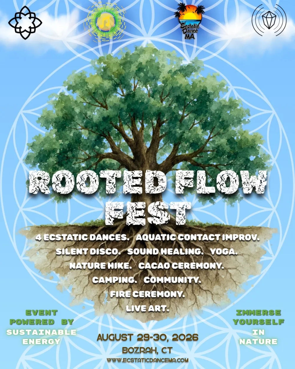 Rooted Flow — event flyer