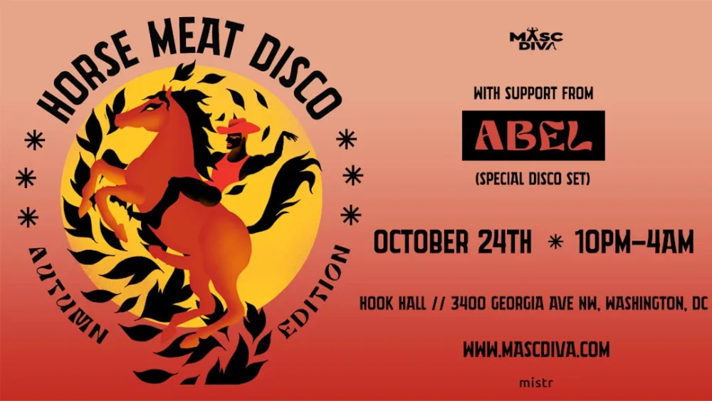 Horse Meat Disco, Abel Aguilera — event flyer