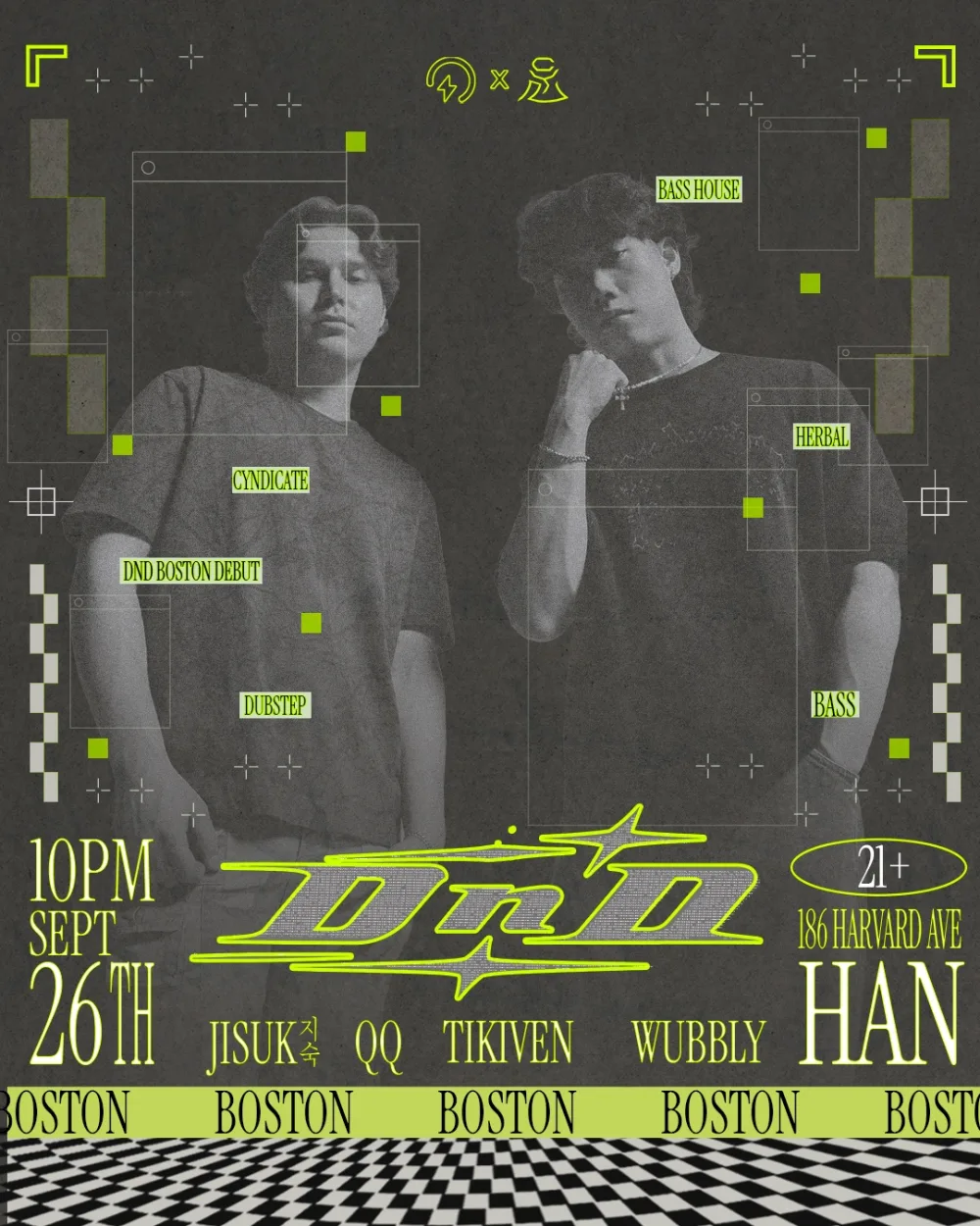 DnD Music, Wubbly, QQ, Jisuk, Tikiven — event flyer