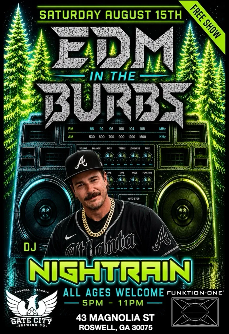 EDM in THE 'BURBS — event flyer