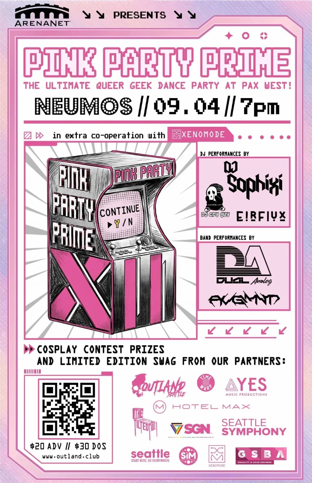 PINK PARTY PRIME! PAX West Queer Gamer Party! — event flyer